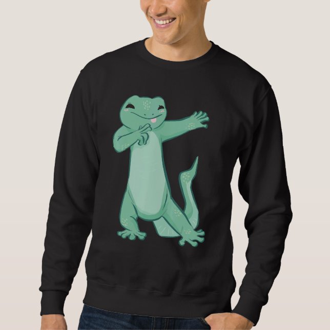 Sweatshirt Lézard dansant en vert pour reptiles et dragon fa (Devant)