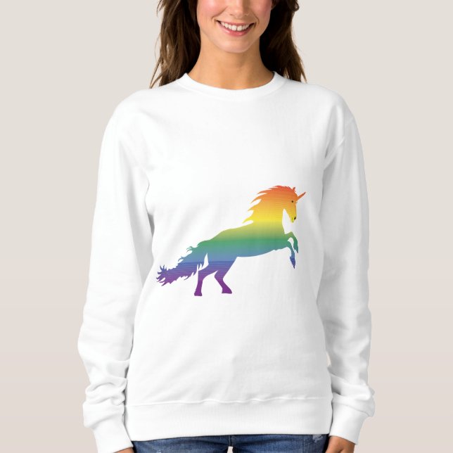 Sweatshirt Lgbt de licorne d'arc-en-ciel (Devant)