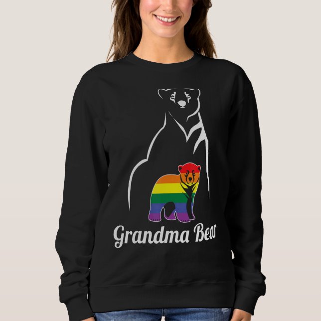 Sweatshirt Lgbt Grand-mère Ours Gay pride Lesbian Rainbow Gra (Devant)