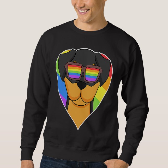 Sweatshirt LGBT Heart Love Gay Pride Rainbow Animal Rottweile (Devant)