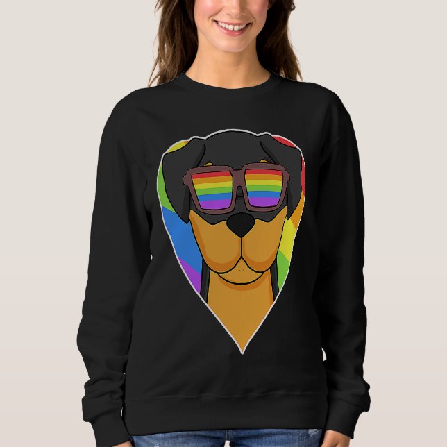 Sweatshirt LGBT Heart Love Gay Pride Rainbow Animal Rottweile (Devant)