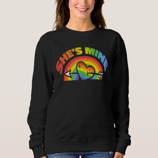 Sweatshirt LGBT Lesbienne Couples Correspondants Elle est à m (Devant)