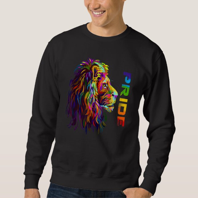 Sweatshirt Lgbt Lion Pride Arc-en-ciel Couleur Drapeau Gay Fi (Devant)
