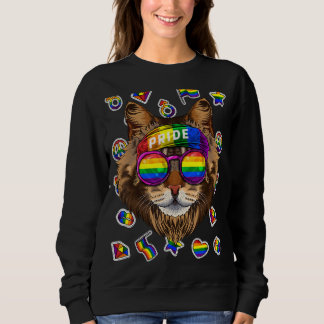 Sweatshirt Lgbt Maine Coon Mois Gay pride Cat Rainbow Lesbia