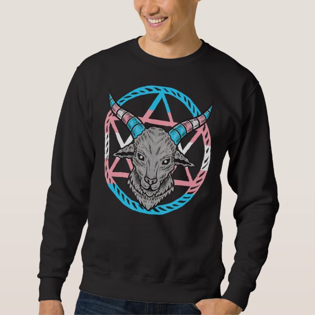 Sweatshirt Lgbt Pentagram Goat Goth Trasngender (Devant)