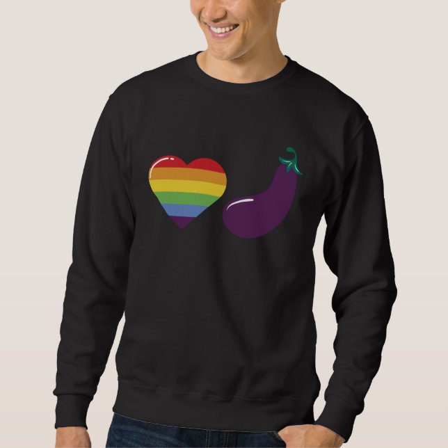 Sweatshirt LGBT Pride  Eggplant Joke For Lesbian Gay Support (Devant)
