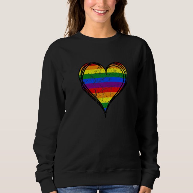 Sweatshirt LGBT Pride Equality Rainbow Heart Design Gay Lesbi (Devant)