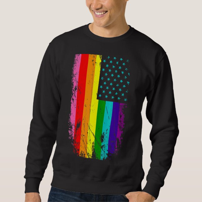 Sweatshirt Lgbt Pride Mois Support Avec Rainbow Us American A (Devant)