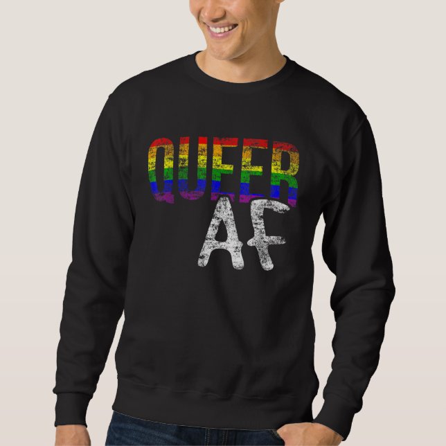 Sweatshirt Lgbt Pride Queer Af Gay Lesbian Support Égale Plui (Devant)