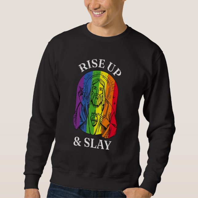 Sweatshirt LGBTQ+ gay pride se lever et s'assoir (Devant)