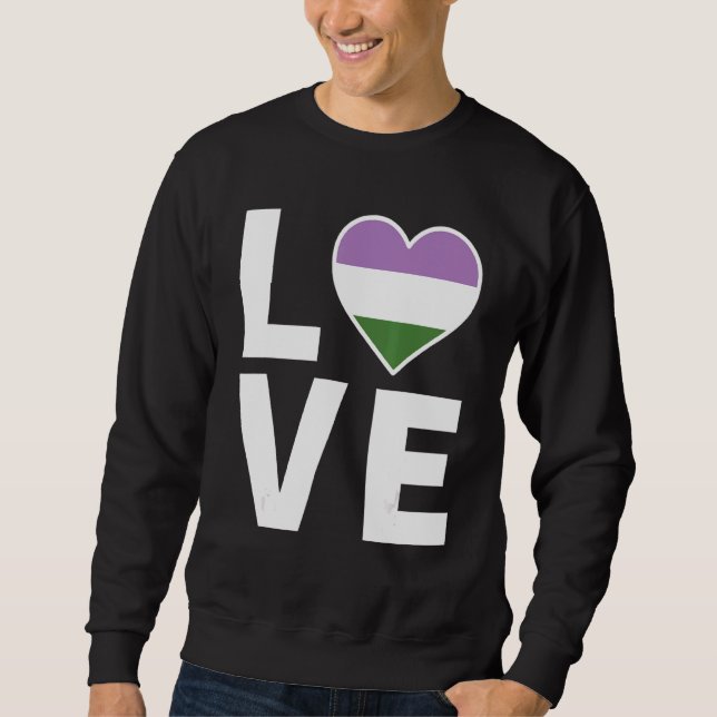 Sweatshirt Lgbtq Genderqueer Drapeau Coeur Lgbtqia+ Amour Gen (Devant)