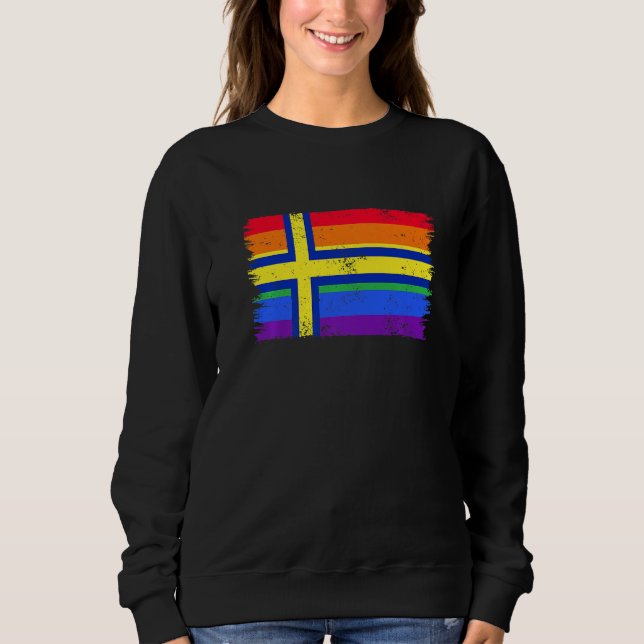 Sweatshirt Lgbtq Rainbow Flag Of Sweden Swedish Gay Pride   (Devant)