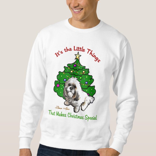 Sweatshirt Lhasa Apso Cadeaux de Noël (Devant)