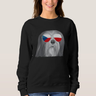 Sweatshirt Lhasa Apsos Chien Tchèque Drapeau Lunettes de sole