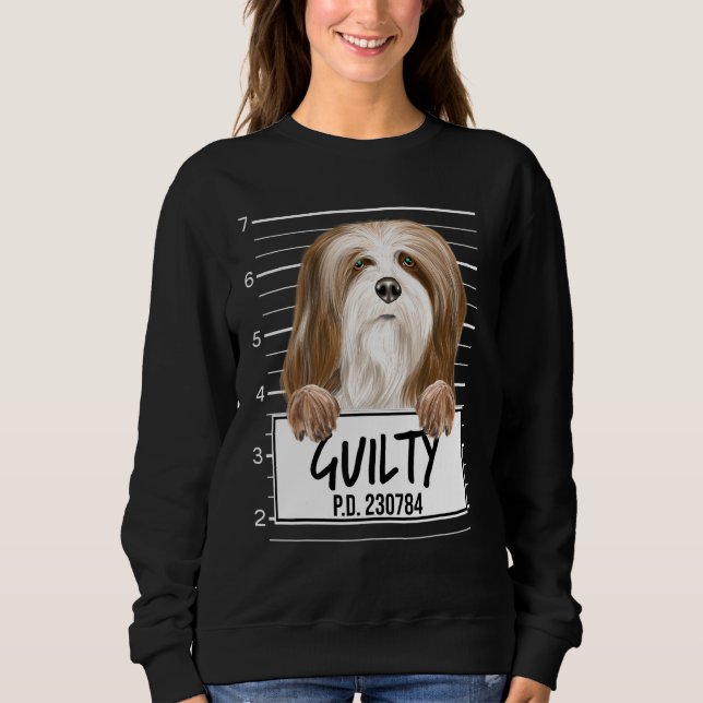 Sweatshirt Lhasa Apsos Mugshot Guilty Chien (Devant)