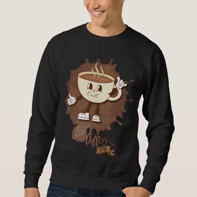 Sweatshirt **L'heure du café – Tasse souriante mignonne avec  (Devant)