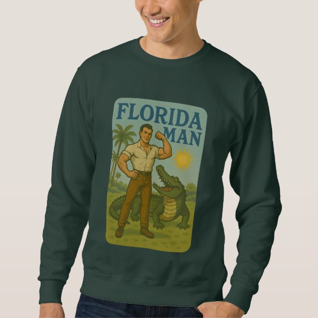 Sweatshirt L'Homme de Floride et son ami l'alligator | Rétro  (Devant)