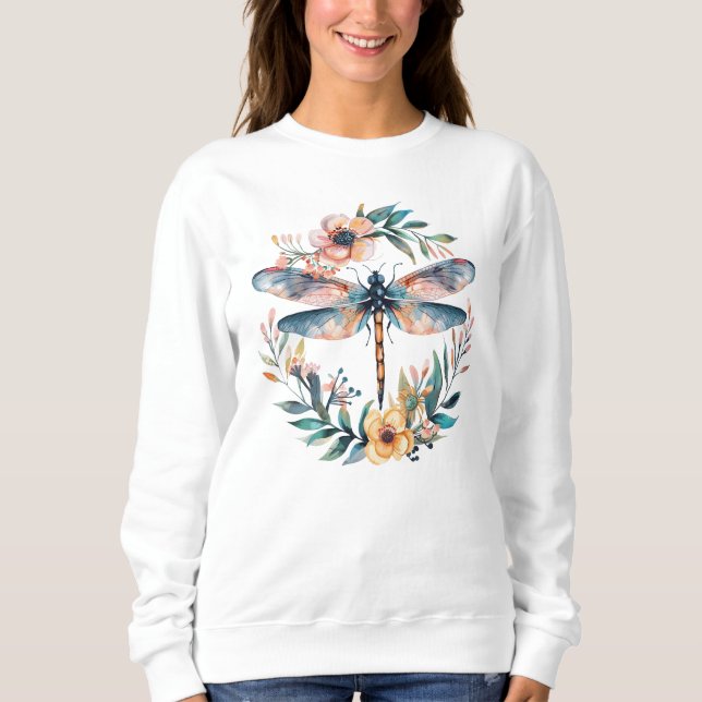 Sweatshirt libellule d'aquarelle (Devant)