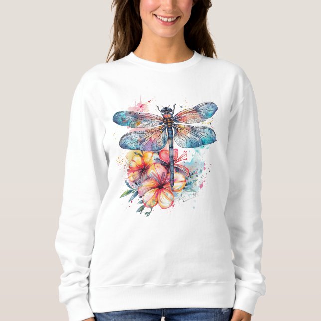 Sweatshirt libellule d'aquarelle (Devant)