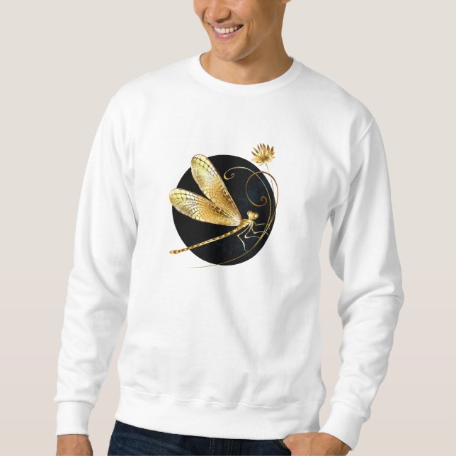 Sweatshirt libellule d'or en cercle noir (Devant)