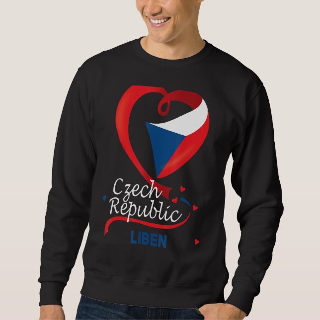 Sweatshirt Liben République Tchèque Drapeau Cardiaque Lion Ti (Devant)