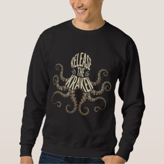 Sweatshirt Libérez le Kraken Typographie Vintage Pieuvre