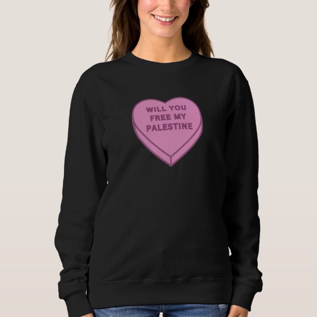 Sweatshirt Libérez-vous ma Palestine ? Cute Candy Coeur doux (Devant)