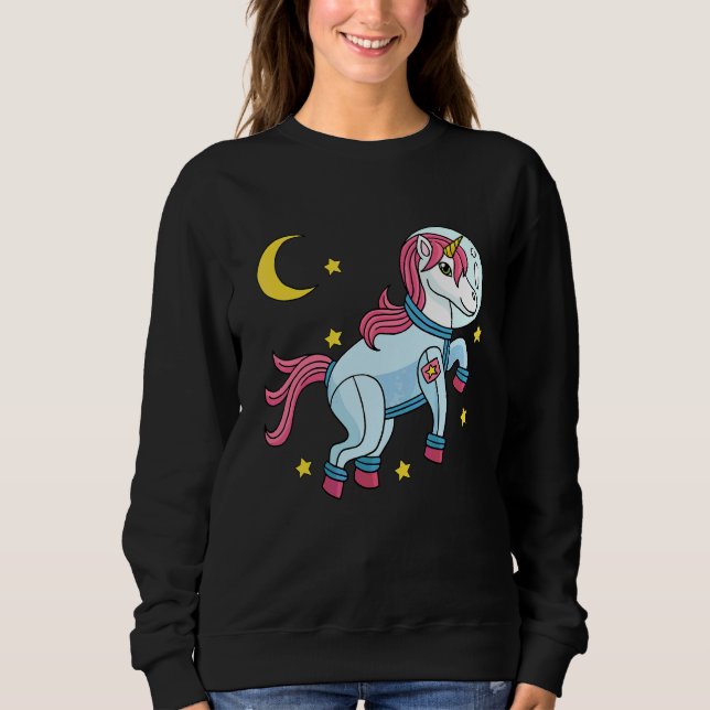 Sweatshirt Licorne Astronaute dans l'Espace Planète Mignon ST (Devant)