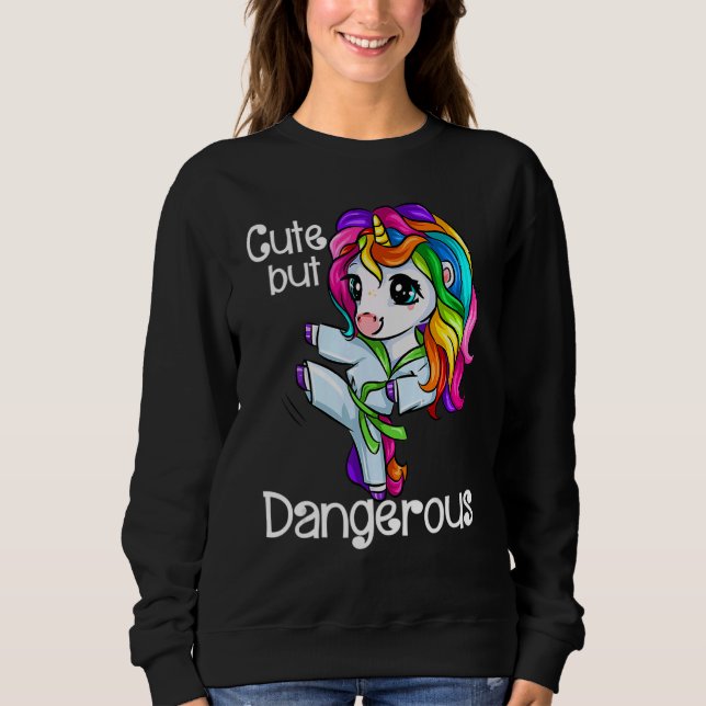 Sweatshirt Licorne Mignonne Mais Dangereuse Drôle Karaté Taek (Devant)