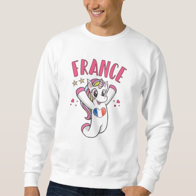 Sweatshirt Licorne Supportrice de Football Française avec dra (Devant)