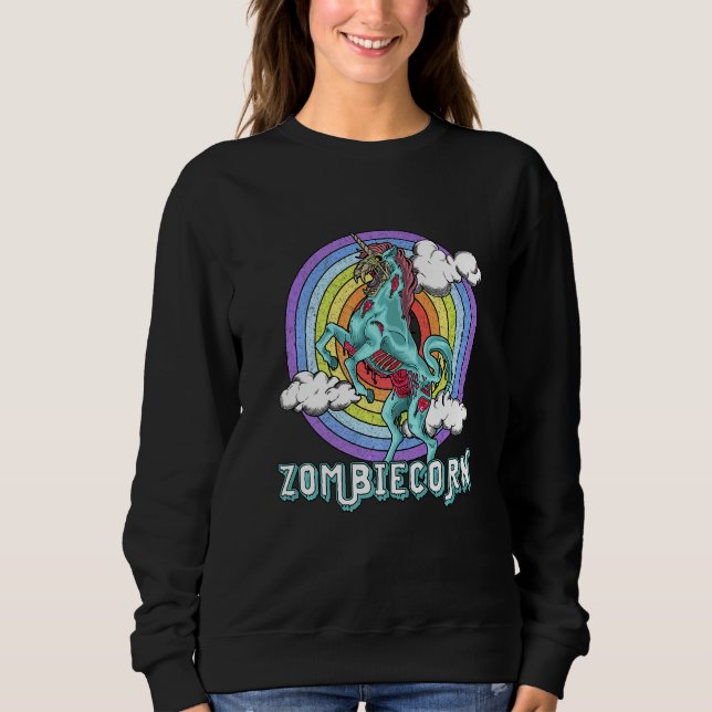 Sweatshirt Licorne Zombie Arc-en-ciel Halloween Effrayant (Devant)