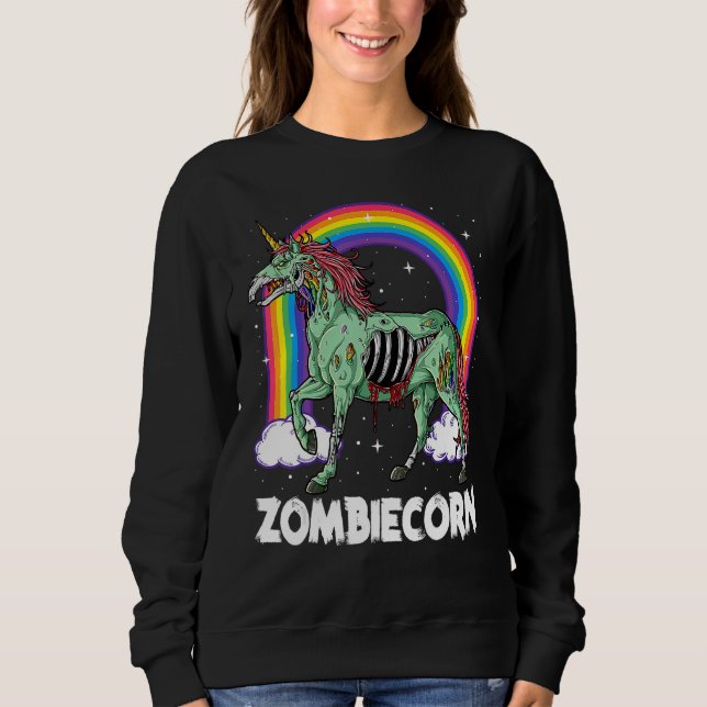 Sweatshirt Licorne zombie Zombiecorn Halloween Femmes Filles  (Devant)