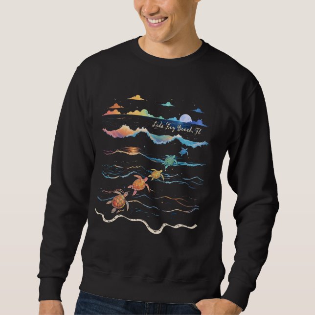 Sweatshirt Lido Key Beach Floride Tortue de mer Lover Beach V (Devant)