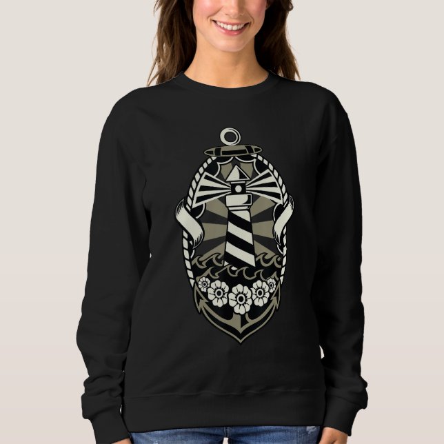 Sweatshirt Lighthouse Sailor Sea Anchor Ocean Side Lighthouse (Devant)
