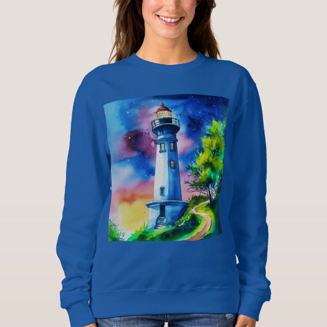 Sweatshirt Lighthouse Under a Starry Sky (Devant)