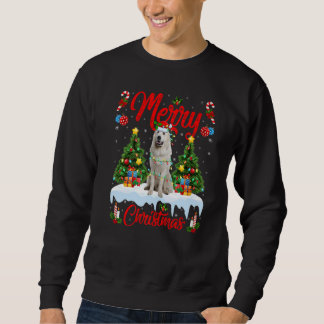 Sweatshirt Lights Xmas Tree Santa Great Pyrenees Dog Christma