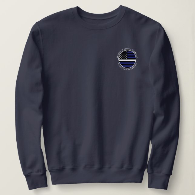 Sweatshirt Ligne blanche mince personnalisée USA Drapeau EMS  (Design devant)