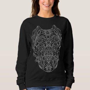 Sweatshirt Lignes blanches de tête géométrique de chien Pitbu