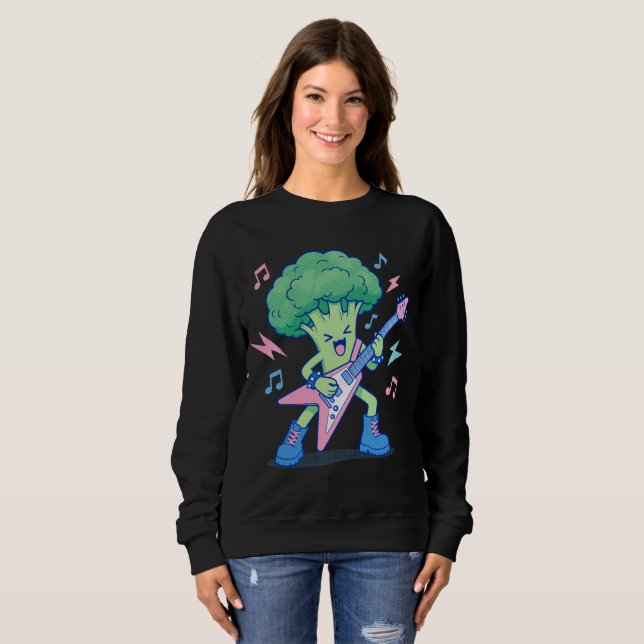 Sweatshirt L'illustration Metal Broccoli – Guitare Heavy Meta (Devant entier)