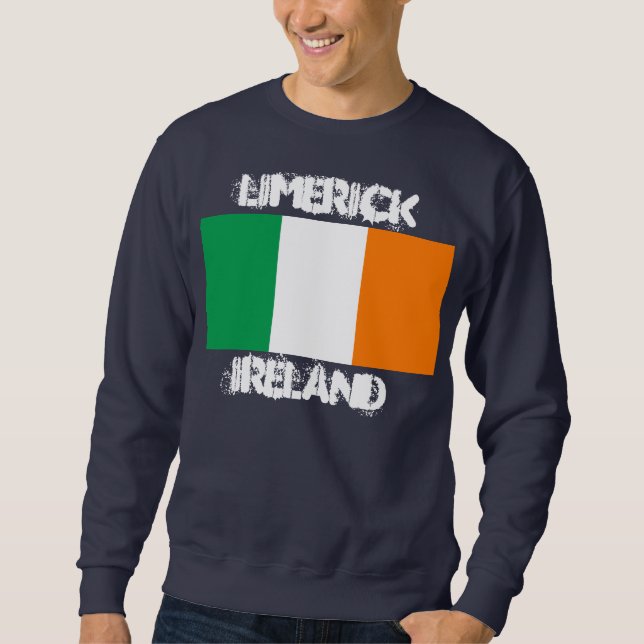 Sweatshirt Limerick, Irlande avec drapeau irlandais (Devant)