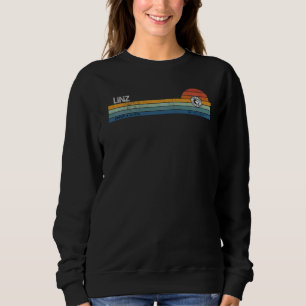 Sweatshirt Linz Upper Austria Retro Sunset Rainbow Synth Stri