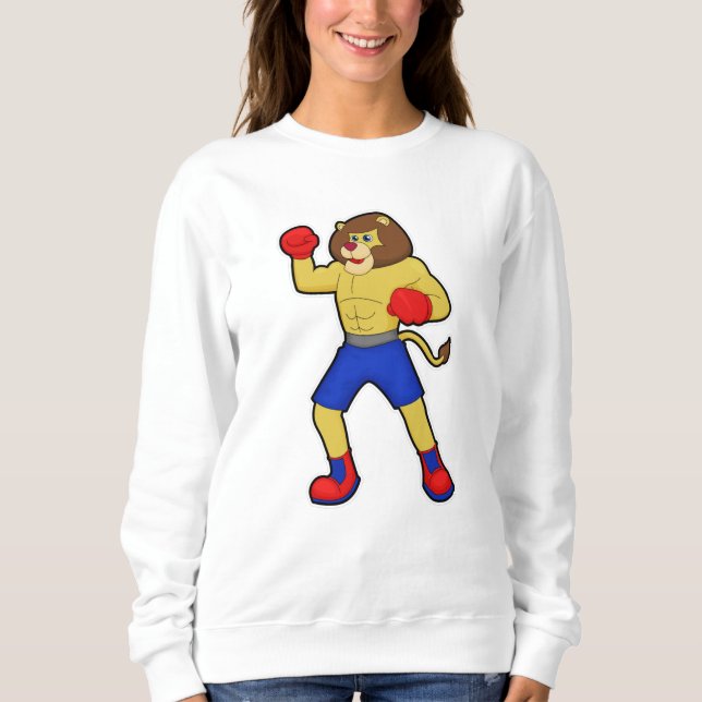 Sweatshirt Lion à la boxe avec gants de boxe (Devant)