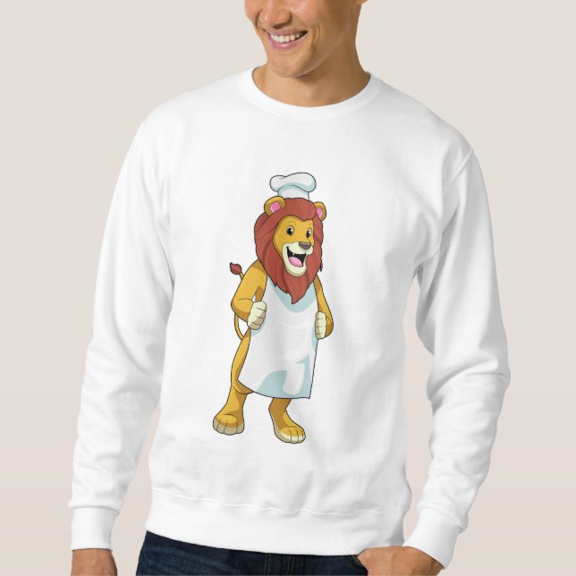 Sweatshirt Lion as Cook with Chef Cooking apron (Devant)