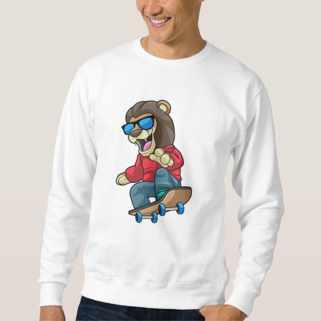Sweatshirt Lion as skater with skateboard (Devant)