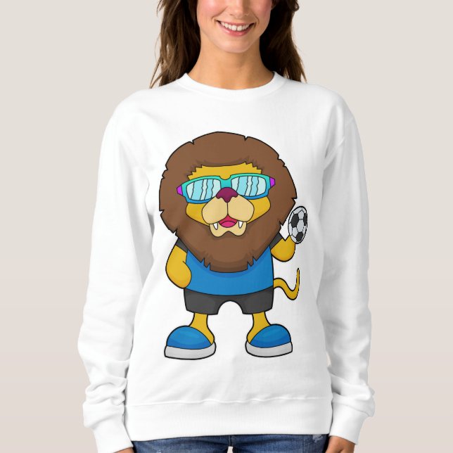 Sweatshirt Lion comme joueur de football avec Soccer (Devant)