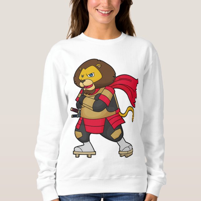 Sweatshirt Lion en guerrier avec Cap (Devant)