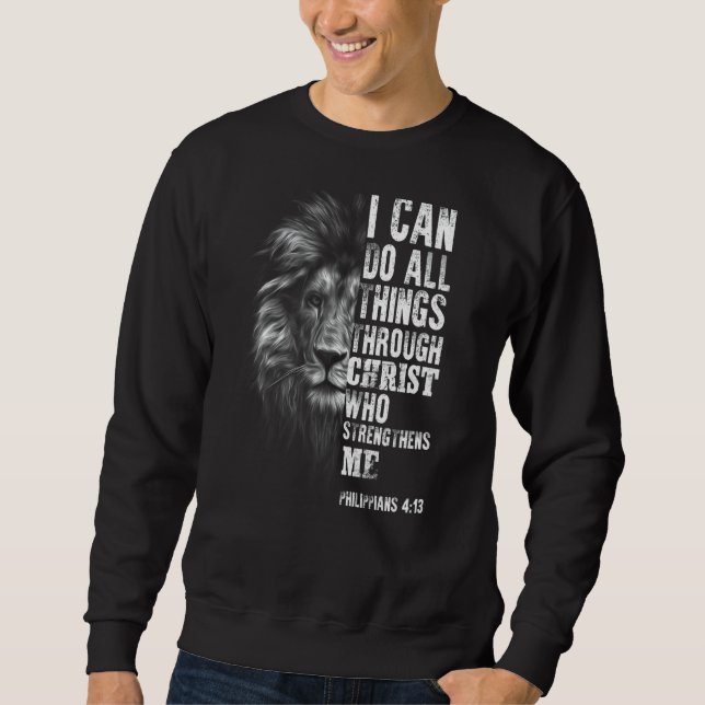 Sweatshirt Lion Head Bible Verset Jésus Bible Study Christian (Devant)