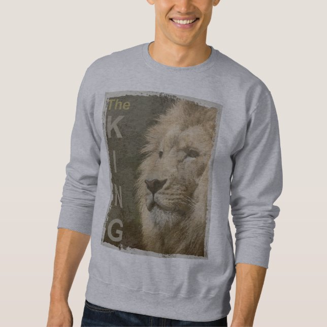 Sweatshirt Lion Head The King Modern Elegant Modèle masculin (Devant)
