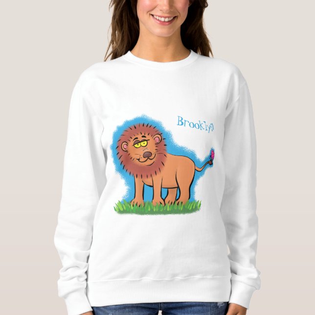 Sweatshirt Lion joyeux avec dessin animé de papillon (Devant)