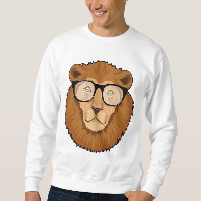 Sweatshirt Lion Nerd avec lunettes (Devant)